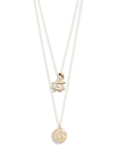 THE KNOTTY ONES Pisces Astrological Charm Layered Necklace - White
