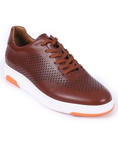 VELLAPAIS Miramar Perforated Leather Sneaker - Brown