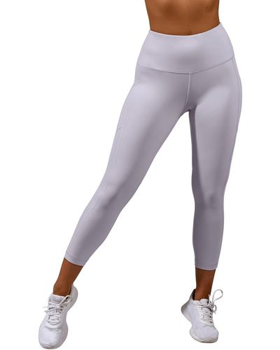 90 Degrees Power Flex High Waist Capri Leggings - Purple