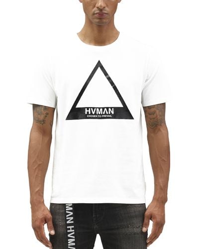 HVMAN Regular Fit Triangle Logo Cotton T-shirt - White