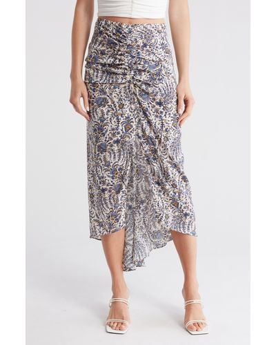Veronica Beard Pixie Floral Ruched Silk Blend Skirt - Multicolor