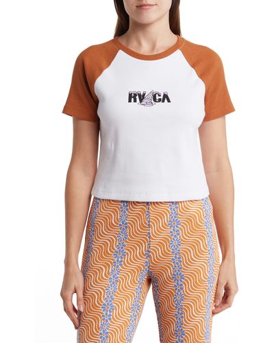 RVCA Melted Graphic Crop Top - White