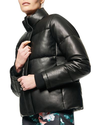 Marc New York Faux Leather Puffer Jacket - Black