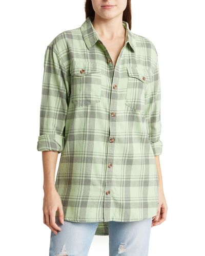 Roxy Let It Go Cotton Flannel Button-up Shirt - Green