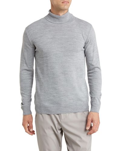 T.R. Premium Tailored Recreation Wool & Cotton Blend Turtleneck - Gray