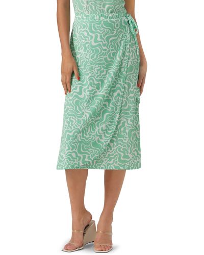 Vero Moda Frida Faux Wrap Midi Skirt - Green