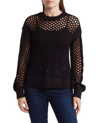 Rachel Roy Open Stitch Sweater - Black