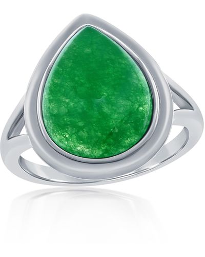 Simona Sterling Silver Pear-shaped Jade Ring - Green