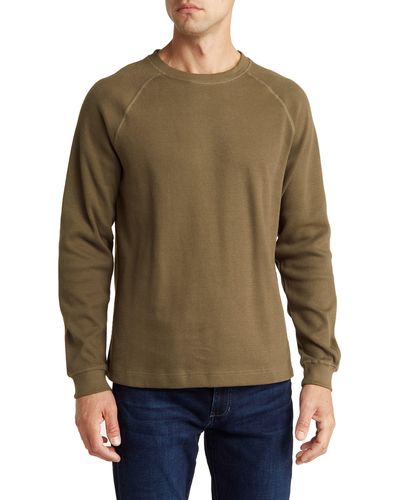 Slate & Stone Raglan Crewneck Cotton Thermal Sweatshirt - Green