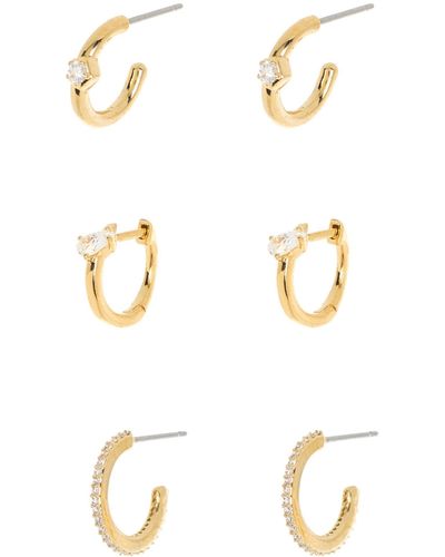 Nadri Assorted 3-pack Cz Huggie Hoop Earrings - White