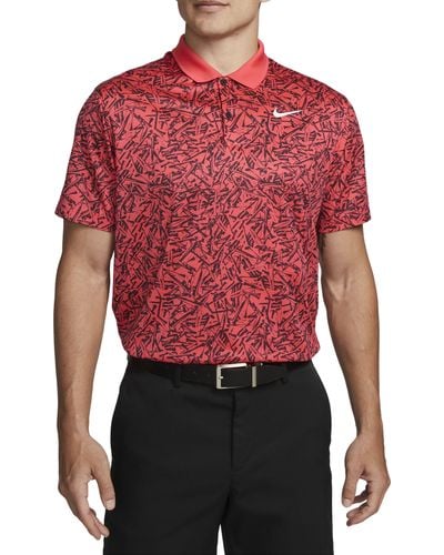 Nike Dri-fit Victory+ Tee Print Performance Golf Polo - Red