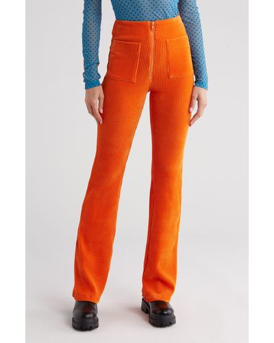 KkCo Corduroy High Waist Wide Leg Pants - Orange