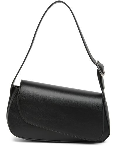 BCBGMAXAZRIA Asymmetric Flap Shoulder Bag - Black
