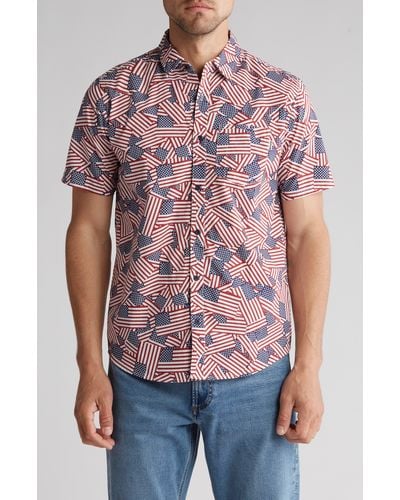 Hurley Print Cotton Button-up Shirt - Red
