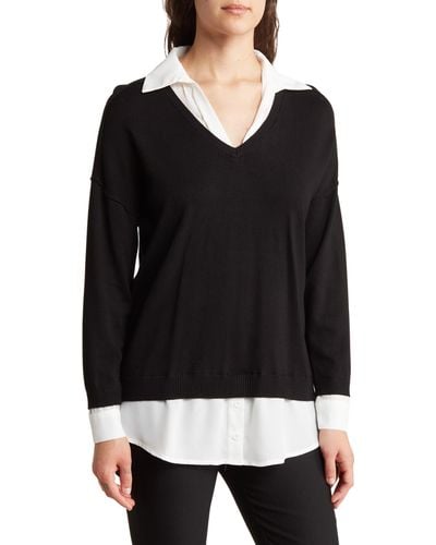 Adrianna Papell Twofer Sweater - Black