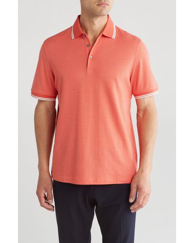 Bugatchi Stripe Tipped Polo - Red