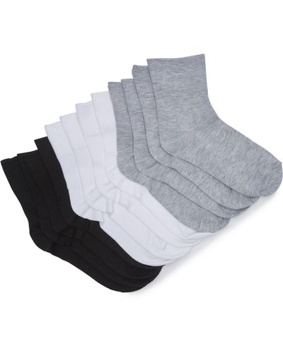 Memoi 6-pack Comfort Cuff Anklet Socks - Gray