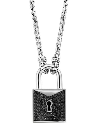 Effy Sterling Silver Spinel Lock Pendant Necklace - Black