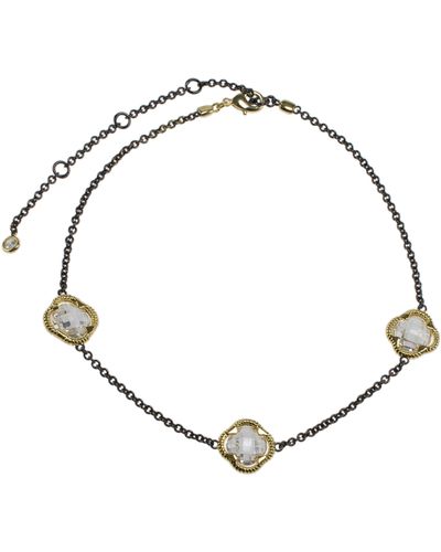 CZ by Kenneth Jay Lane Two-tone Cz Station Choker Necklace - White