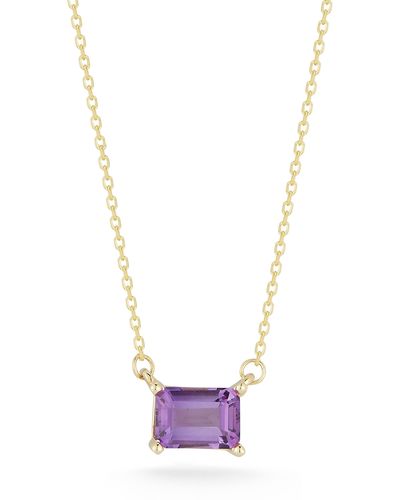 Ember Fine Jewelry 14k Yellow Gold Amethyst Pendant Necklace - White