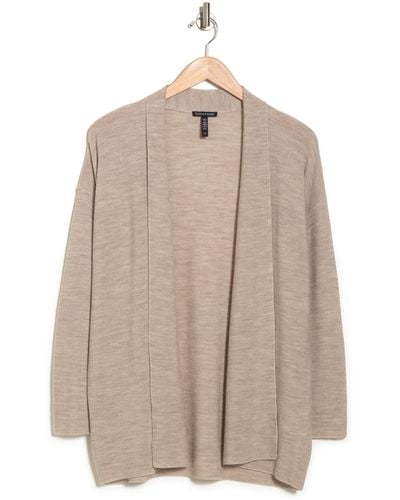 Eileen Fisher Boxy Open Front Merino Wool Cardigan In Maple Oat At Nordstrom Rack - Multicolor