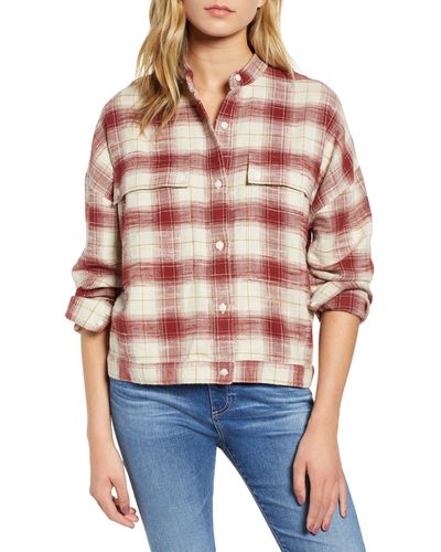 AG Jeans Smith Plaid Shirt Jacket - Red