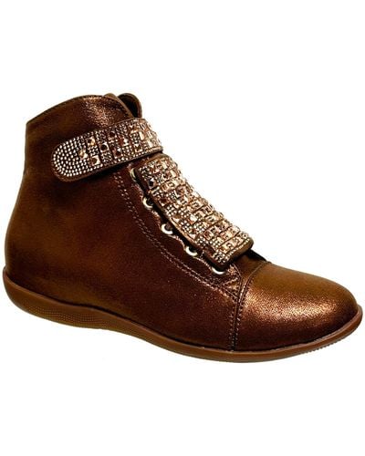 Lady Couture Rock Embellished Metallic Wedge Sneaker - Brown