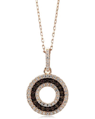 Suzy Levian Cz Circle Pendant Necklace - Brown