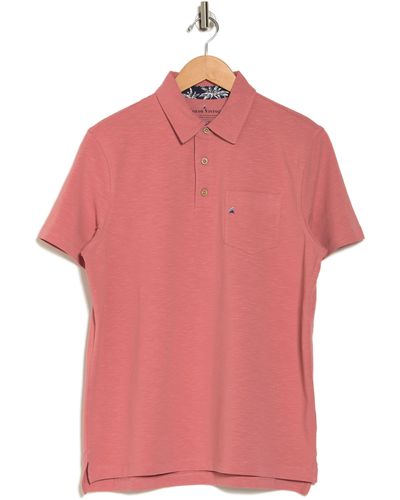 Tailor Vintage Airotec Stretch Slub Jersey Short Sleeve Polo - Pink