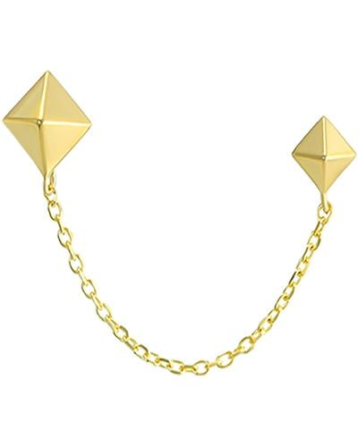 CANDELA JEWELRY Pyramid Draped Chain Double Stud Earring - Metallic