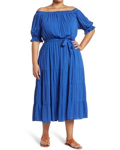 Love By Design Lulu Off The Shoulder Maxi Dress - Blue