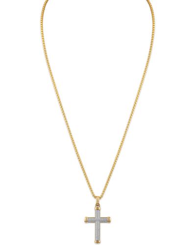 Esquire Diamond Cross Pendant Necklace - Metallic