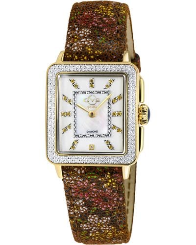 Gv2 Padova Diamond Leather Strap Watch - Brown