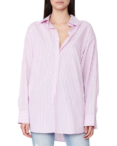 Bardot Oversize Stripe Cotton Button-up Shirt - White