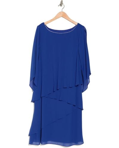 Marina Chiffon Tiered Cutaway Dress - Blue