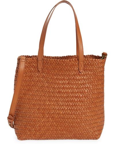 Madewell The Medium Transport Tote: Woven Leather Edition - Brown