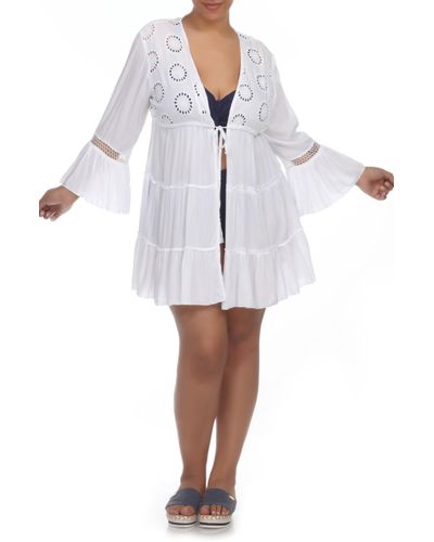 Boho Me Tiered Tie Front Cover-up Duster - White
