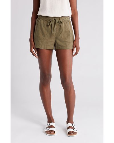 Caslon Drawstring Linen Blend Shorts - Green