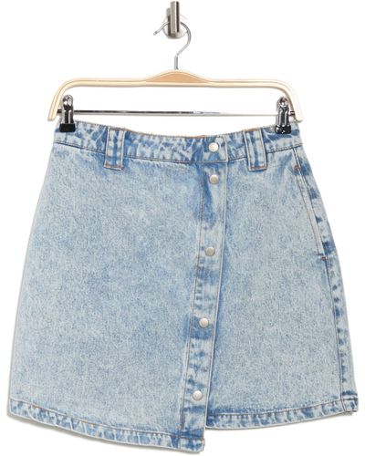 ENA PELLY Ally Asymmetrical Denim Mini Skirt In 90s Wash At Nordstrom Rack - Blue