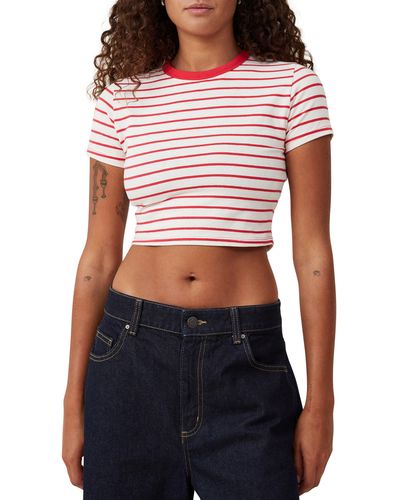 Cotton On Stripe Crop T-shirt - Red