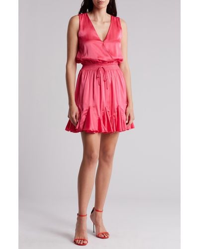 Love By Design Camilla Sleeveless Wrap Mini Dress - Red