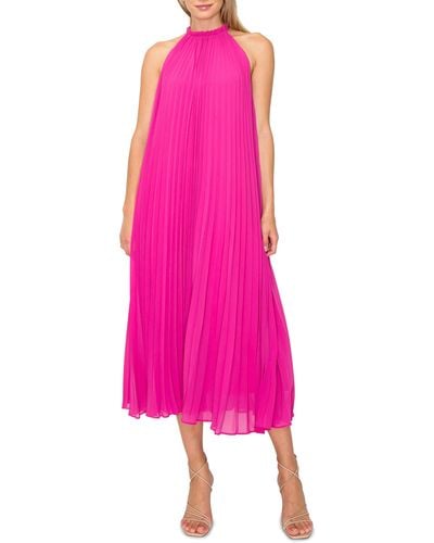 MELLODAY Pleat Trapeze Sleeveless Dress - Pink