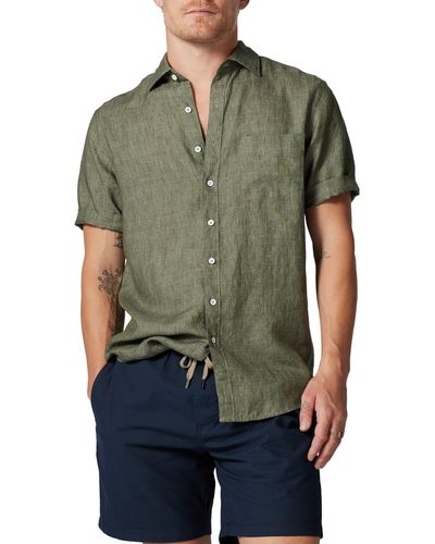 Rodd & Gunn Waiheke Original Fit Short Sleeve Linen Button-up Shirt - Green