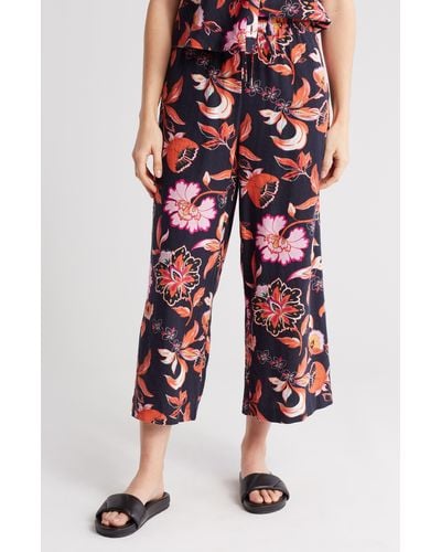 Laundry by Shelli Segal Floral Print Wide Leg Pants - Red