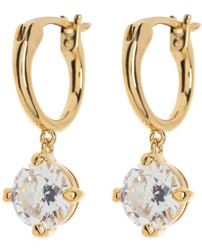 Nadri 18k Gold Plated Round Cz Drop Huggie Hoop Earrings - Metallic