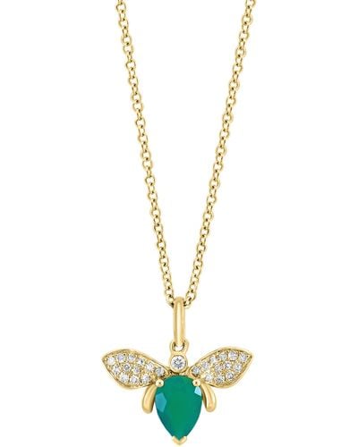 Effy Green Onyx & Diamond Bug Pendant Necklace - White