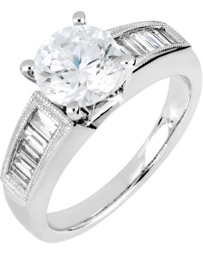 Bony Levy Bridal Semi Mounting Cz & Diamond Ring - White