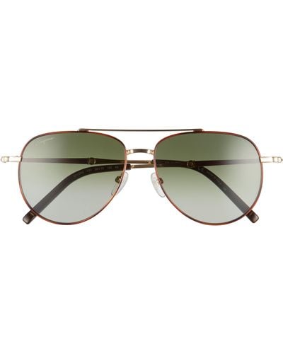 Ferragamo Salvatore 58mm Aviator Sunglasses - Green