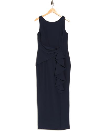 Marina Sleeveless Ruffle Cocktail Dress - Blue