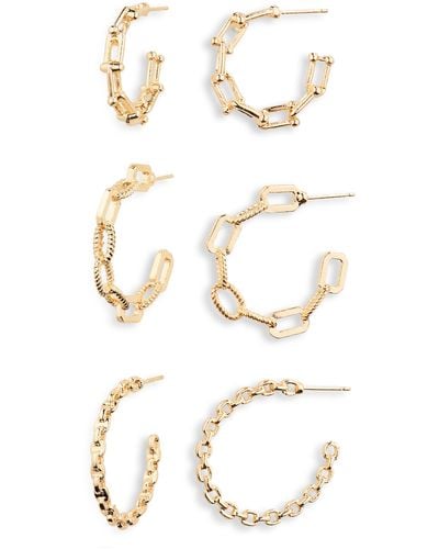 Tasha 3-pack Assorted Chain Hoop Earrings - White